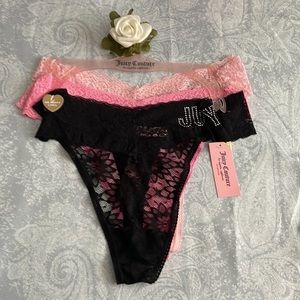 Juicy Couture 3 Pack Lace Thong Panties - Size 2X